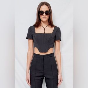 STAUD Peony Top (Size: 00) Black